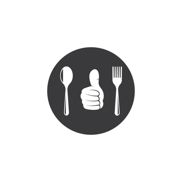 Tenedor, cuchara logotipo icono vector ilustración — Vector de stock