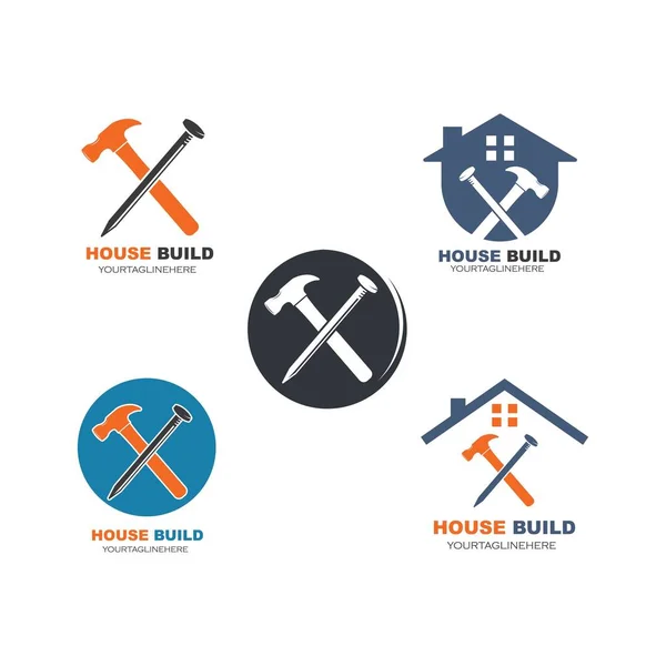 Ev inşa ve yenileme logosu simgesi vektör illüstrasyon — Stok Vektör