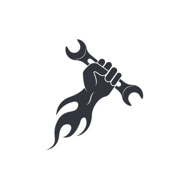 İngiliz anahtarı vektör çizimi ve otomotiv onarımının simgesi