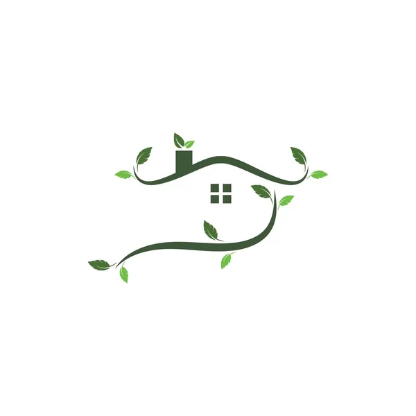 Modello Illustrazione Vettoriale Logo Della Casa Verde — Vettoriale Stock