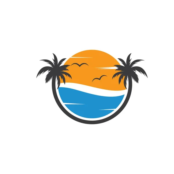 Palmera Icono Verano Viaje Logo Vector Ilustración Diseño — Archivo Imágenes Vectoriales