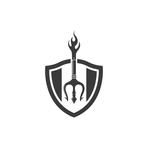Trident Logo Sablon Vektor Ikon Illusztráció Tervezés — Stock Vector