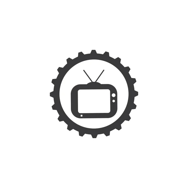 Desenho Ilustração Vetor Logotipo Ícone Engrenagem Televisão —  Vetores de Stock