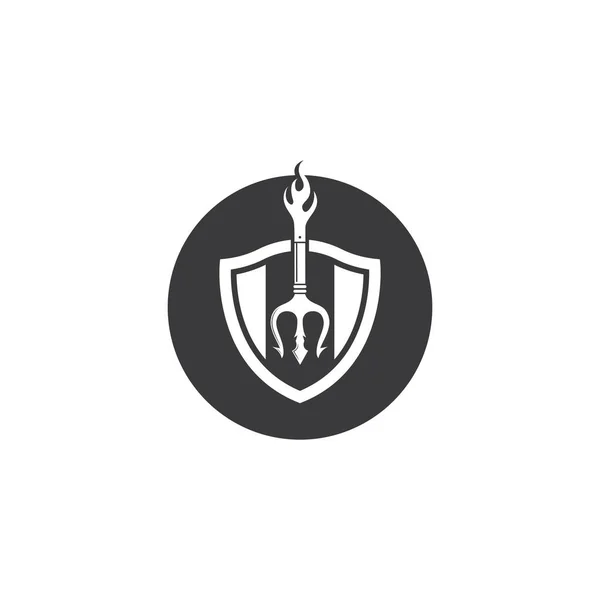 Trident Logo Template Vector Pictogram Illustratie Ontwerp — Stockvector