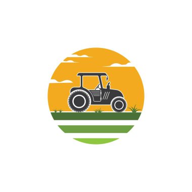 Traktör çiftçi simgesi vektör çizim şablonu