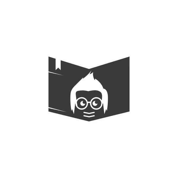 オタク少年アイコンベクトルイラストデザインテンプレート付き本 — ストックベクタ