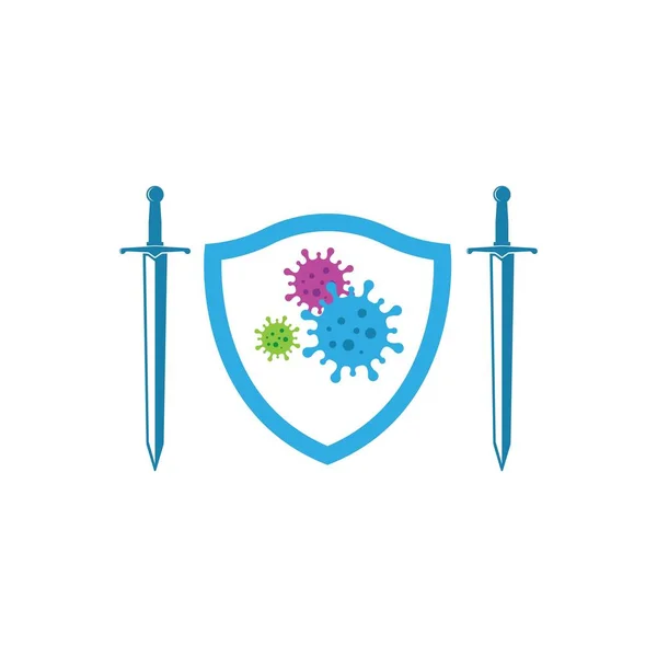 Virus Bacteriën Bescherming Vector Illustratie Ontwerp Sjabloon — Stockvector