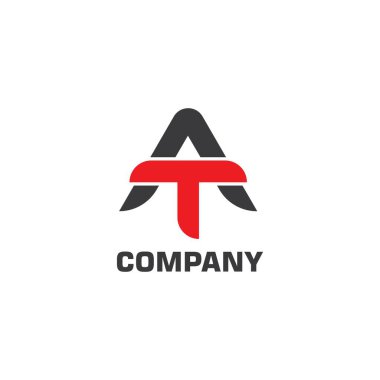 AT Harfi Logo İş Şablonu Vektör simgesi