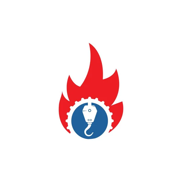 Diseño Del Logotipo Del Icono Vector Gancho Grúa Fuego Plantilla — Archivo Imágenes Vectoriales