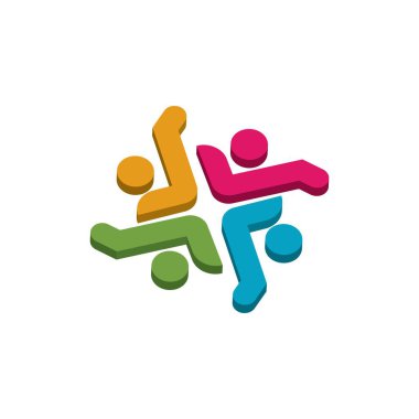 3d Topluluk, ağ ve sosyal insanlar için simge tasarım şablonu