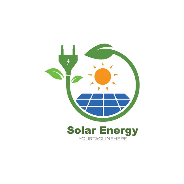 Zonnepaneel Logo Vector Icoon Van Natuurlijke Energie Ontwerp — Stockvector
