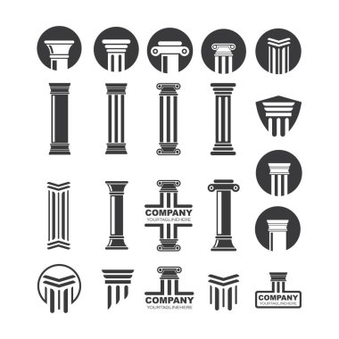 Sütun Logosu Vektör Şablonu Çizim Tasarımı