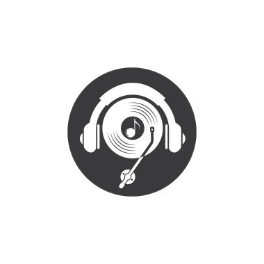 Vinil disk müzik vektörü ikon tasarım şablonu