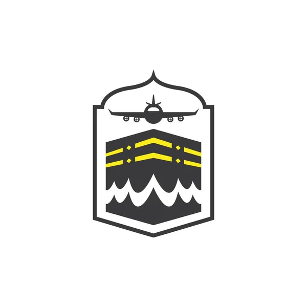 Hajj Umrah Agency Plane Vector Icon Illlustration Design Temlate — Stock Vector