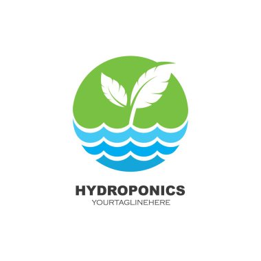 Hidroponik logo vektör çizim şablonu
