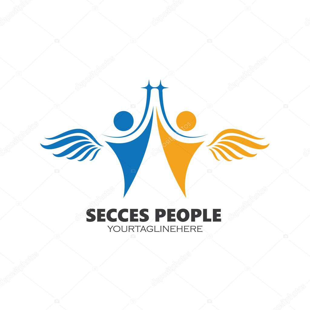 The character of success people and community logo  icon design