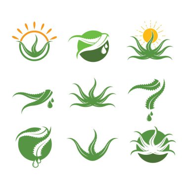 aloevera logo simgesi vektör illüstrasyon tasarım şablonu
