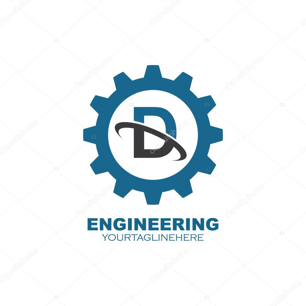 Gear Logo with d letter vector icon illustration design