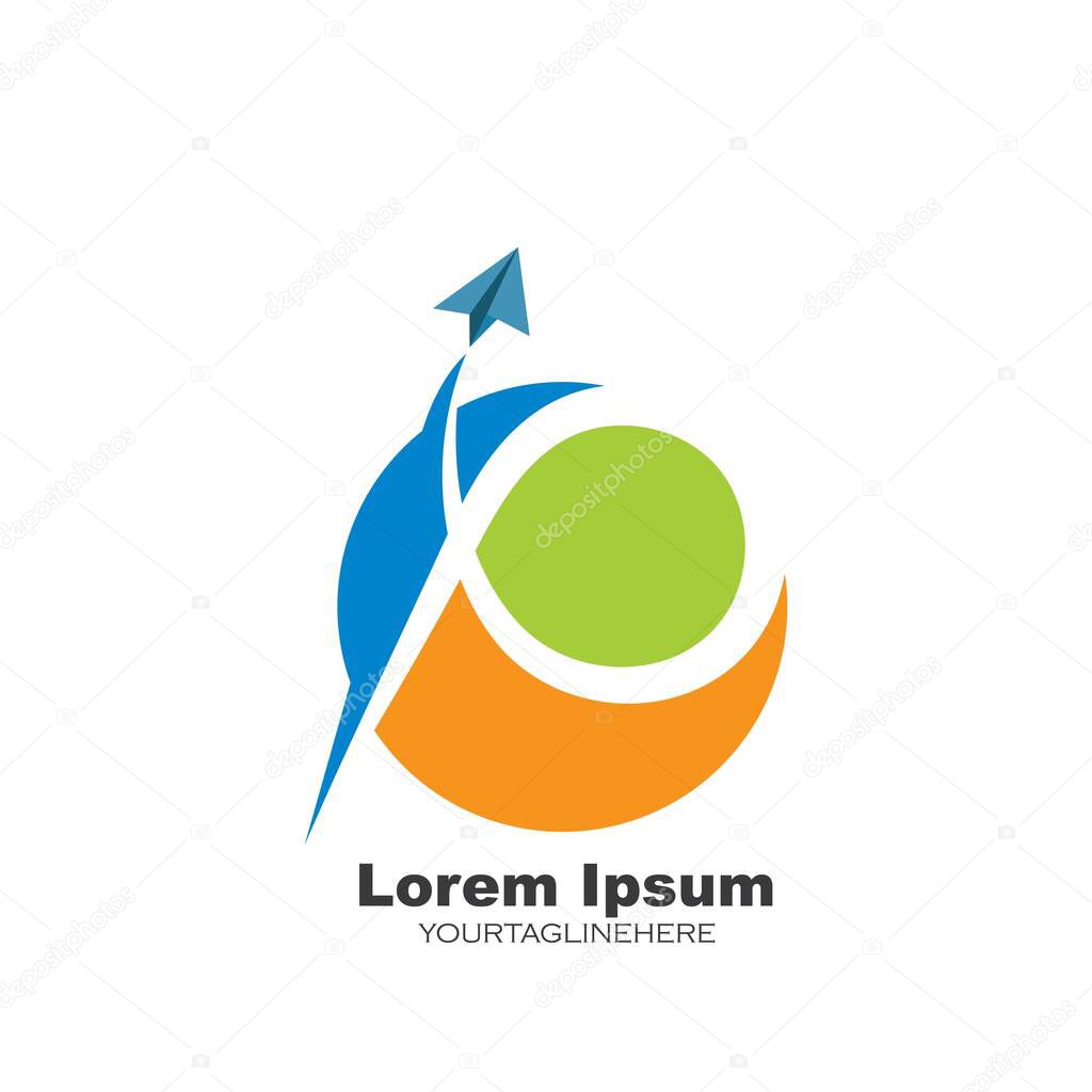 P letter with paper plane logo icon illustration vector design