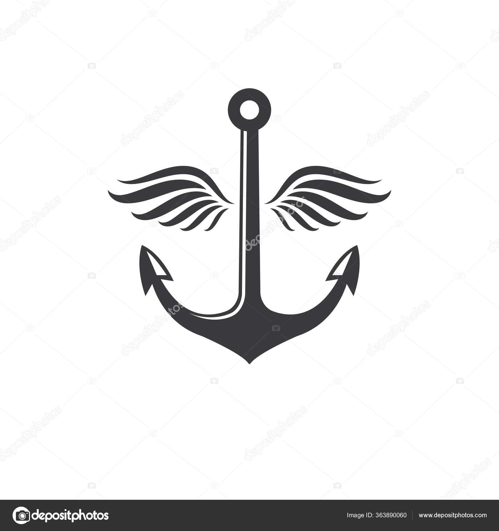 Ancre Avec Icône Ailes Logo Vecteur Illustration Design image
