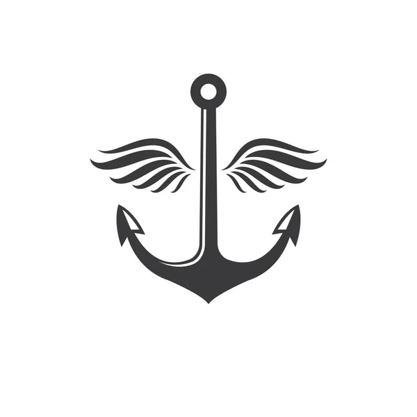 Anchor Εικονίδιο Φτερά Σχεδιασμός Εικονογράφησης Διάνυσμα Λογότυπο — Διανυσματικό Αρχείο