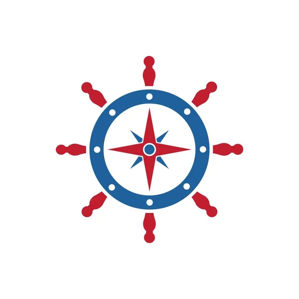 Steuerschiff Mit Kompass Vektor Logo Symbol Der Maritimen Illustration Design — Stockvektor