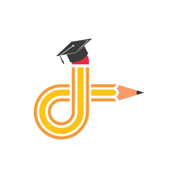 Crayon Lettre Vectoriel Illustration Icône Logo Éducation Design — Image vectorielle