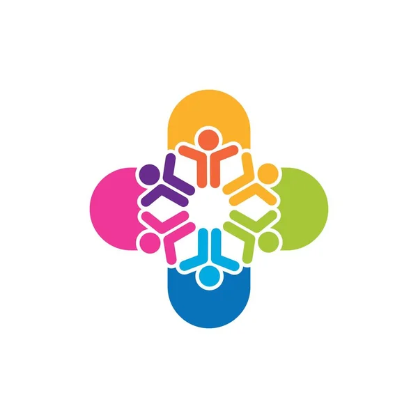 Cross Medical People Icon Logo Vector Ilustración Diseño Plantilla — Vector de stock