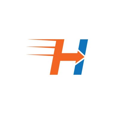 h harfi ok simgesi logo vektör tasarımı