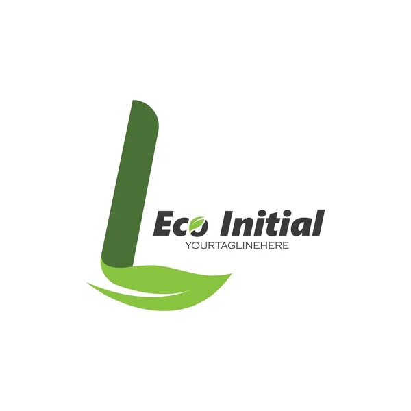 L字母Eco Leave Logo Business Vector Template — 图库矢量图片