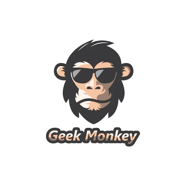 Geek Monkey Vector Icon Logo Symbol Design — 스톡 벡터
