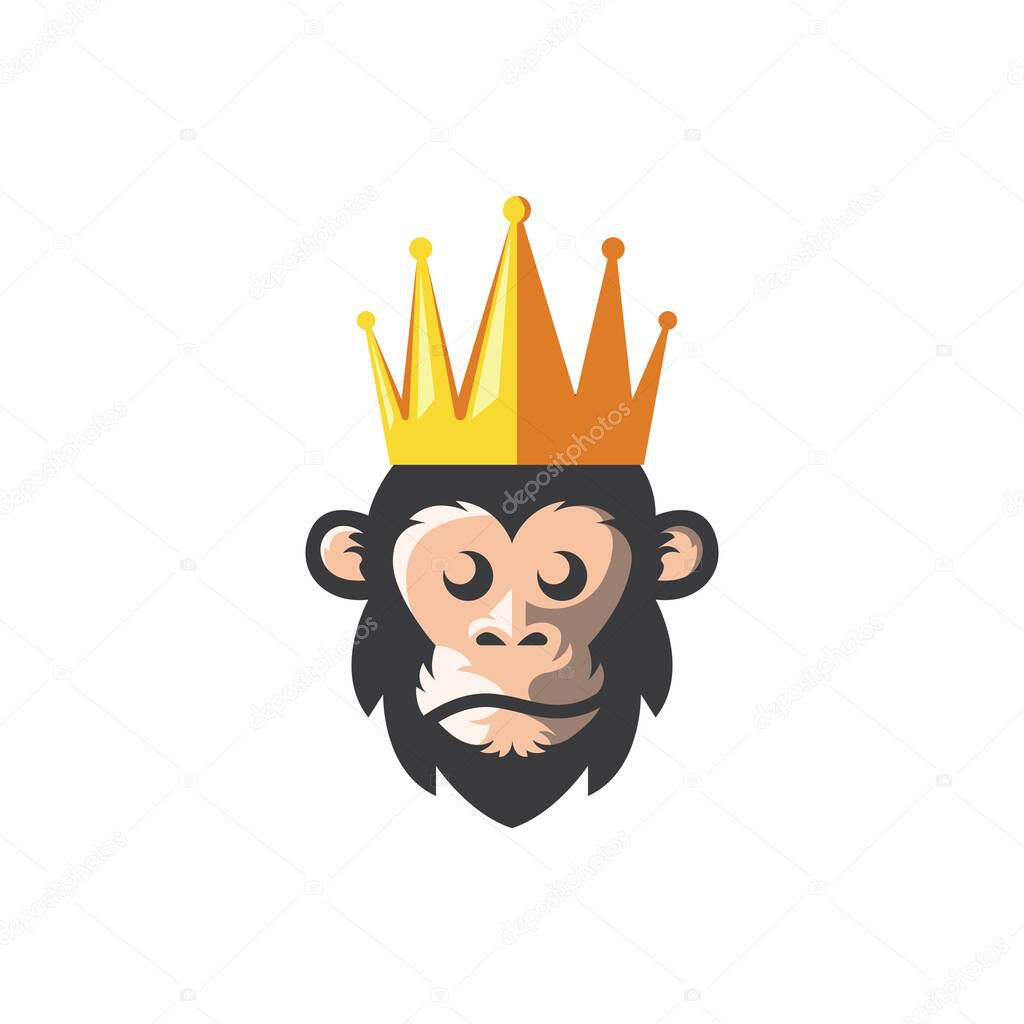 Monkey king with goldel crown vector icon logo illustration  design