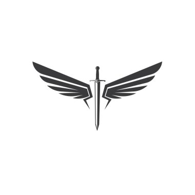 kılıç kanatları logo simgesi vektör çizim şablonu