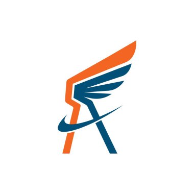 kanatlar bir harf logo konsepti ikon vektör resimleme şablonu