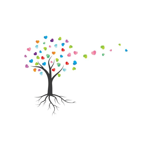 Papel Árvore Amor Conceito Vetor Ilustração Design Modelo —  Vetores de Stock