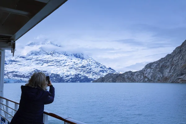 Nave Crociera Vela Nel Glacier Bay National Park Alaska — Foto Stock