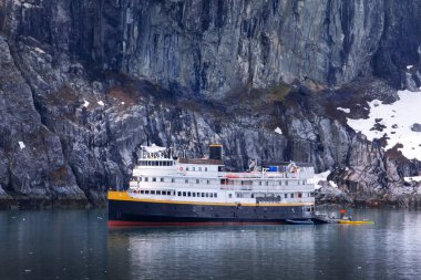 Gemi gemisi Alaska 'daki Buzul Körfezi Ulusal Parkı' nda demirlemiş.