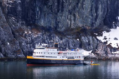 Gemi gemisi Alaska 'daki Buzul Körfezi Ulusal Parkı' nda demirlemiş.