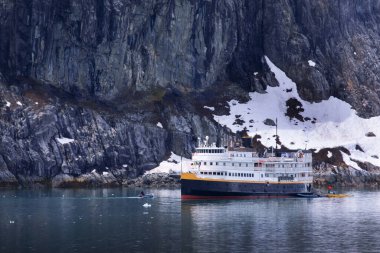 Gemi gemisi Alaska 'daki Buzul Körfezi Ulusal Parkı' nda demirlemiş.