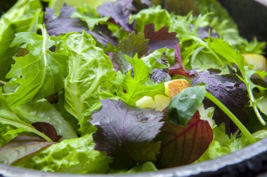 Vejetaryen favori, kıtasal kahvaltı salatası ve çeşitli sebzeler.