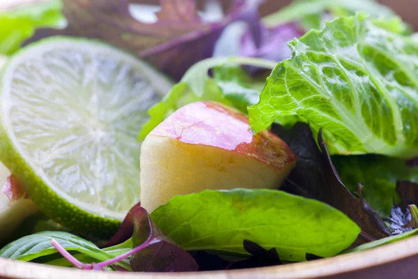 Vegetariano Favorito Salada Alface Pequeno Almoço Continental Com Legumes Diversos — Fotografia de Stock