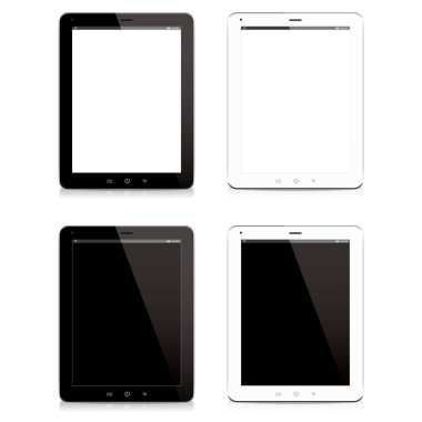 akıllı telefon tablet bilgisayar siyah ve beyaz vecter izole