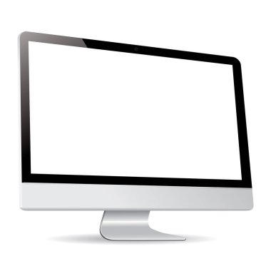vektör bilgisayar ekran yan beyaz arka plan üzerinde izole