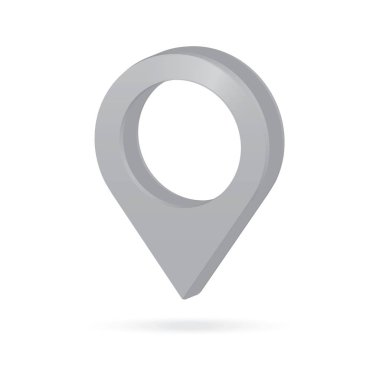 3D metal gri gümüş harita işaretçi simgesi imleç Gps konumu bayrak s