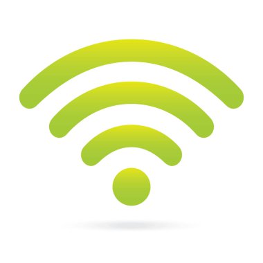 yalıtılmış zemin üzerine yeşil wifi simgesi kablosuz simgesi