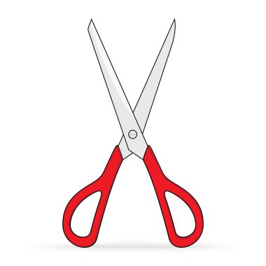 Kırmızı makas izole üzerinde beyaz arka plan keskin