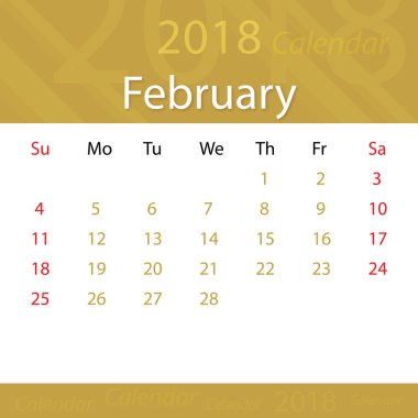 İş için Şubat 2018 takvim popüler prim