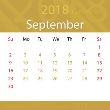 İş için Eylül 2018 takvim popüler prim