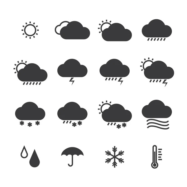 Icon pack météo fond isolé — Image vectorielle