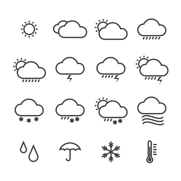 Icon pack météo fond isolé — Image vectorielle